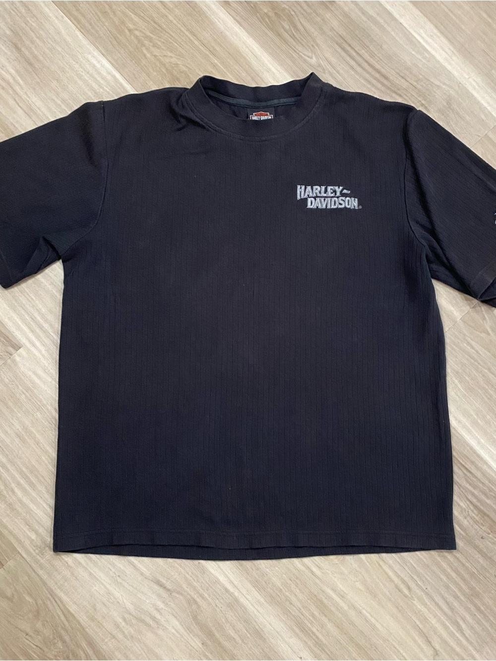 Harley Davidson Shirt Mens Medium M Black Ribbed Embroidered Wichita KS